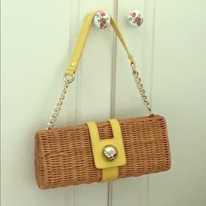 Kate Spade rattan straw clutch